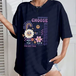 AAHWAN Graphic Printed Round Neck Drop-Shoulder Sleeves Oversized T-shirt image 3