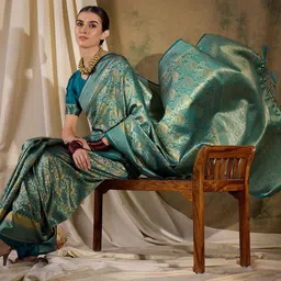 Desi Fusion Woven Design Zari Saree image 4