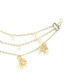 PRIVIU Gold-Plated 3-Layered Beads & Jhumki Classic Shaped Drop Ear Cuff image 2