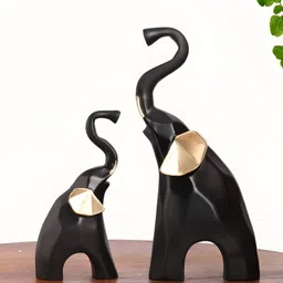 INTERNATIONAL GIFT Animal Showpiece Black 2 Pecies Elephant Animals Figurine Showpiece-image-90