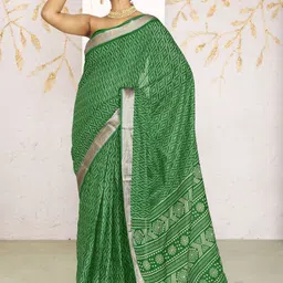 Anouk Ready to Wear Pure Cotton Ikat Saree With Pocket image 2