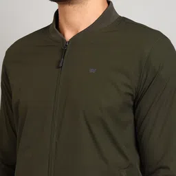 Royal Enfield Men Stand Collar Solid Sports Biker Jacket image 5