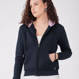 POSE CASUALS Women Hooded Zip Detail Dry Fit Front-Open Sweatshirt-picture-36