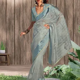 Stylee LIFESTYLE Woven Design Beads and Stones Organza Designer Saree-picture-16