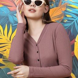 Rigo Women Mauve Rib Crop Top-picture-14