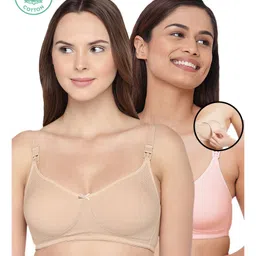 Inner Sense Organic Antimicrobial Feeding & Nursing Bra Pack Of 2 - Beige & Pink-picture-12