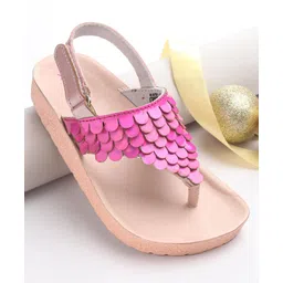 Pine Kids Party Wear Sandals With Velcro Closure - Pink-picture-28