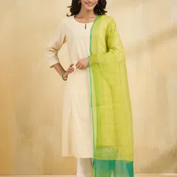 Fabindia Ethnic Motifs PrintedHand Block Cotton Silk Dupatta image 3