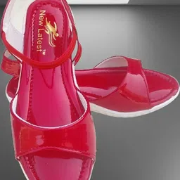 NEW LATEST Girls Red Open Toe Flats image 4