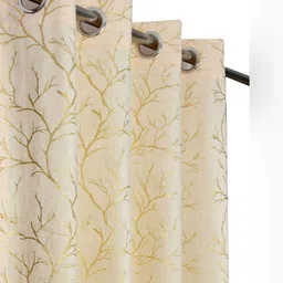 GEET CREATIONS Cream & Gold-Toned 2 Pieces Abstract Room Darkening Velvet Door Curtains-picture-40