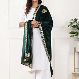 URBAN KANYA Paisley Embroidered Beads And Stones Velvet Dupatta-picture-37
