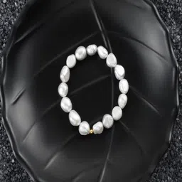 Nirvana Unisex Sterling Silver Pearls Handcrafted Gold-Plated Bracelet-picture-14