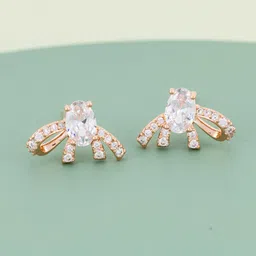 Kushal's Fashion Jewellery Rose Gold Plated Zircon Studded Classic Studs Earrings-picture-31