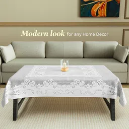 Kuber Industries White Ethnic Motifs Anti-Skid Cotton 4-Seater Table Cover image 2