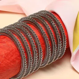 Sangria Set of 8 Oxidized Beaded Bangles image 1