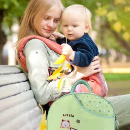 Babyhug Diaper Bag With Changing Mat Kitty Print - Green image 2