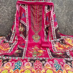 KALINI Women Pink Printed Silk Blend Unstitched Dress Material-picture-19