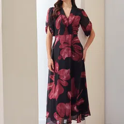 Latin Quarters Floral Print Puff Sleeve Maxi Dress-picture-26