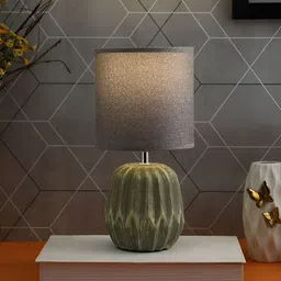 TAYHAA Grey and Beige Contemporary Ceramic Cylindrical Shaped Table Lamp-picture-26