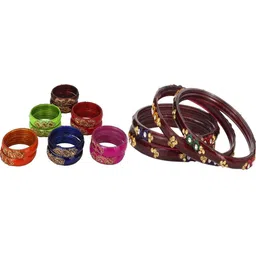 SOMIL Set Of 16 Glass Artificial Stones Studded Bangles-image-86