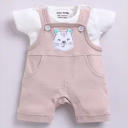 Smart Baby Infant Boys Printed Pure Cotton Dungaree With T-Shirt-image-43