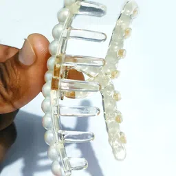 badodiya's Women Set of 2 T-shape And Half Moon Pearls Claw Clip image 4