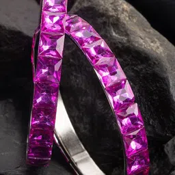 Mamon Creations Set Of 2 Gold-Plated & Purple Alloy Zircon Bangles-image-20