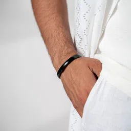 SWASHAA Men Ethan Stainless Steel Rhodium-Plated Kada Bracelet-image-25