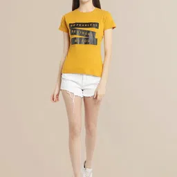 SZN Women Typography Printed Applique T-shirt-picture-33