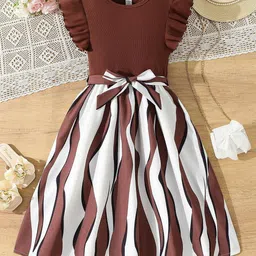 YK Colourblocked Flutter Sleeve A-Line Dress-picture-57