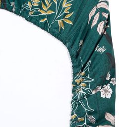Myntra Elegant Homes Green & Peach Printed Fitted 300 TC King Bedsheet Set 2.50 m x 2.25 m-picture-4