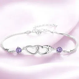 Nilu's Collection Women Cubic Zirconia Silver-Plated Wraparound Bracelet image 1