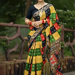 ETHNIC ODISHA HANDLOOM Ethnic Motifs Pure Cotton Sambalpuri Saree-image-57