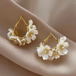 MEENAZ Floral Hoop Earrings-picture-16