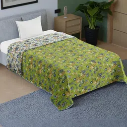 Anadhika Green Floral AC Room Single Bed Dohar-picture-20