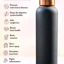 BOROSIL Grey & Copper-Toned Set of 2 Copper Solid Water Bottle image 3
