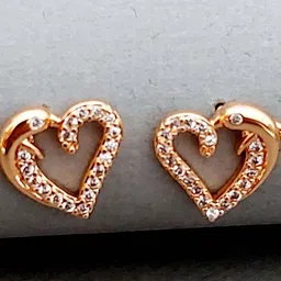 MEIRA JEWELLERY Gold Plated Artificial Stones Studded & Beaded Heart Shaped Studs image 2