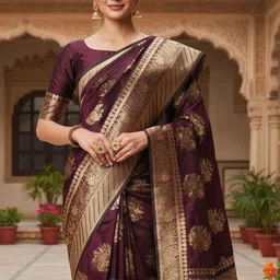 Anouk Woven Design Zari Silk Blend Handloom Banarasi Saree-image-61