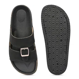 Layasa Women Striped Open Toe Flats with Buckles image 5