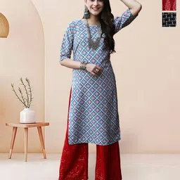 7Threads Selection Of 3 Floral Printed Round Neck Straight Kurtas-picture-13