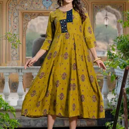 KAYOMMI Women Floral Embroidered Round Neck Anarkali Gown Ethnic Dresses-picture-19