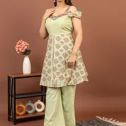 KIDAR Printed Off-Shoulder Tunic & Trouser Co-Ords Set image 5