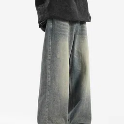 StyleCast Men Wide Leg High-Rise Heavy Fade Cotton Jeans-image-12