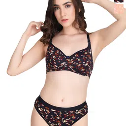 Liigne Pack Of 2 Everyday Printed Padded Bra Pure Cotton Lingerie Set-VCPPBPC6058-30B-picture-31