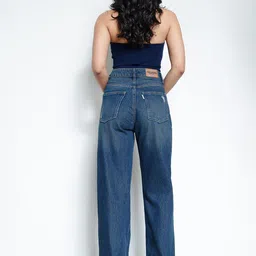 FREAKINS Lush blue Distressed Women's Straight Jeans image 2