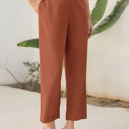 Janasya Women Relaxed Straight Leg Trousers-image-40