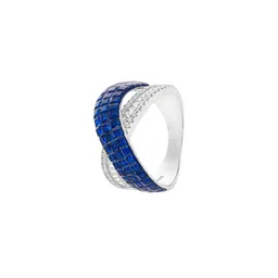 MISS JO 925 Sterling Silver Rhodium Plated Stones Studded Twisted Finger Ring image 3