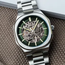 EARNSHAW Men Brass Dial & Stainless Steel Bracelet Style Straps Analogue Automatic Motion Powered Watch image 3