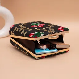 ARTKLIM Floral Embroidered Click Box Clutch image 5