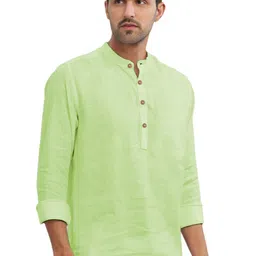 KNOWTED Mandarin Collar Roll-Up Sleeves Short Kurta image 5